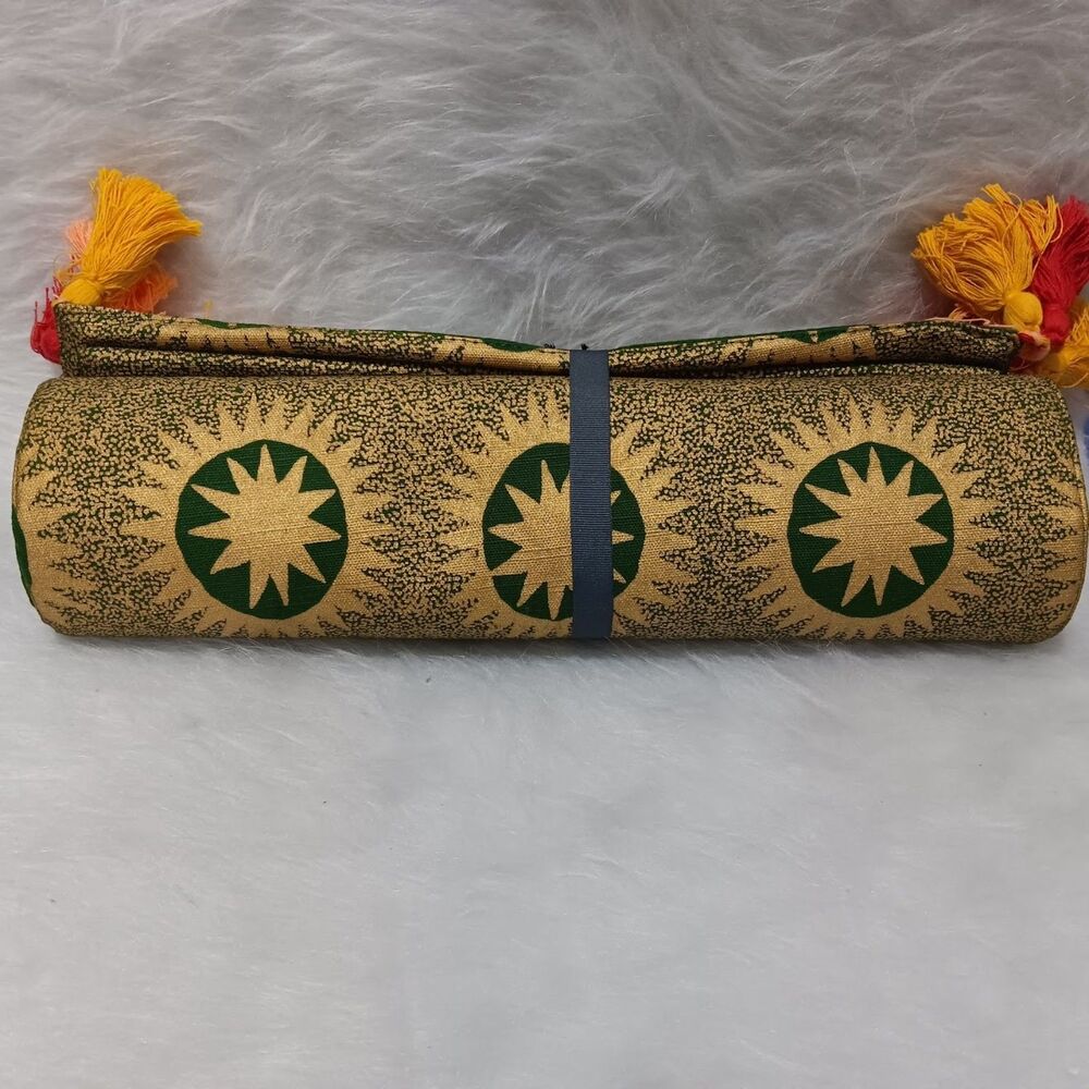 Jungalow Table Runner  gold green 20"h x90" w